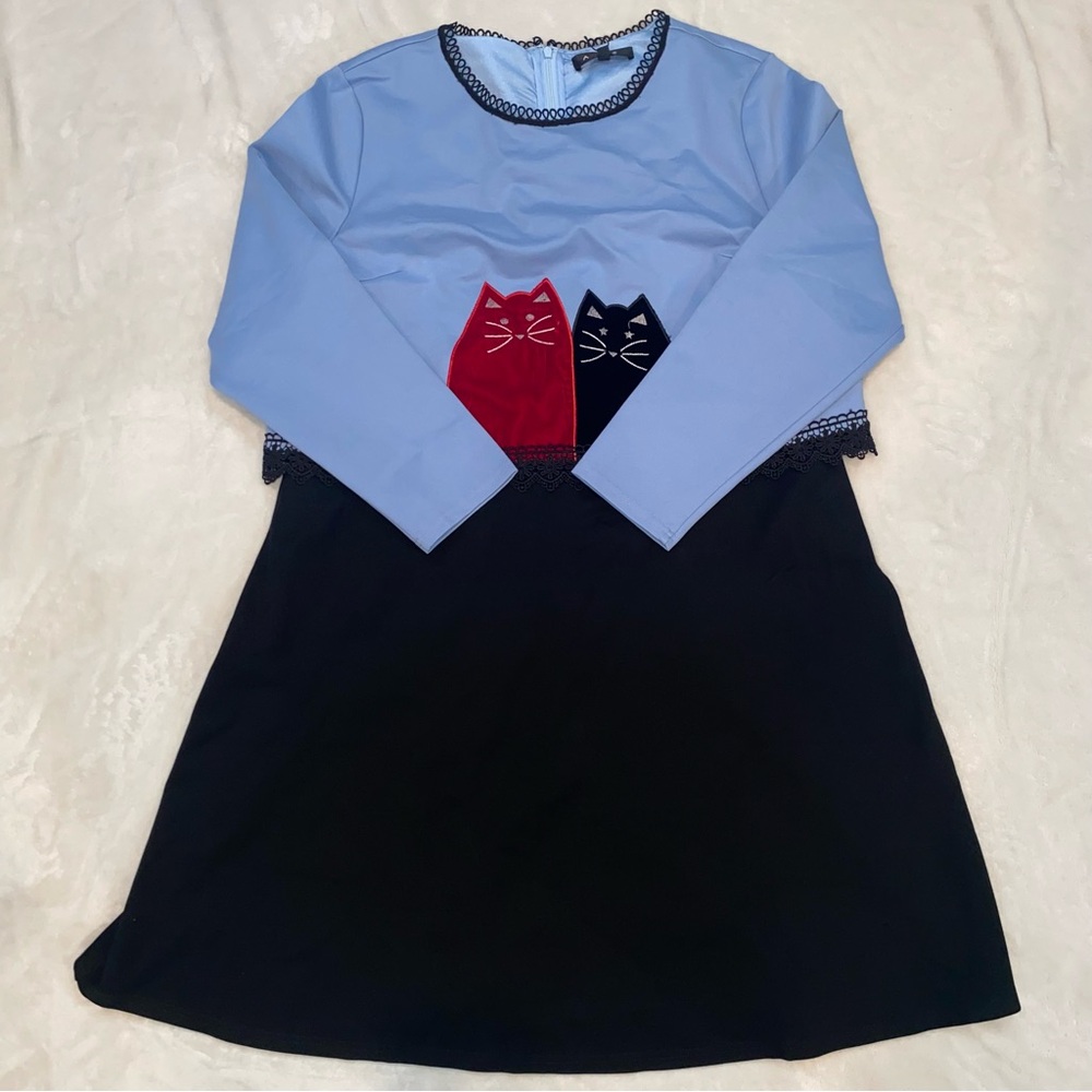 AOFULI Chinese Cat Design Women’s Dress B6299L 4XL NWT